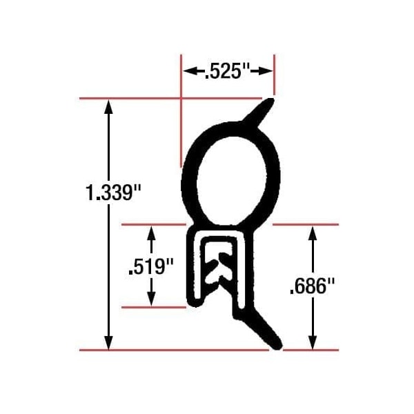 Fairchild Industries Trimseal, Flexiblesegmentedsteelcore, .060"-.079", Black, 25Ft, 1609-25 1609-25 - main